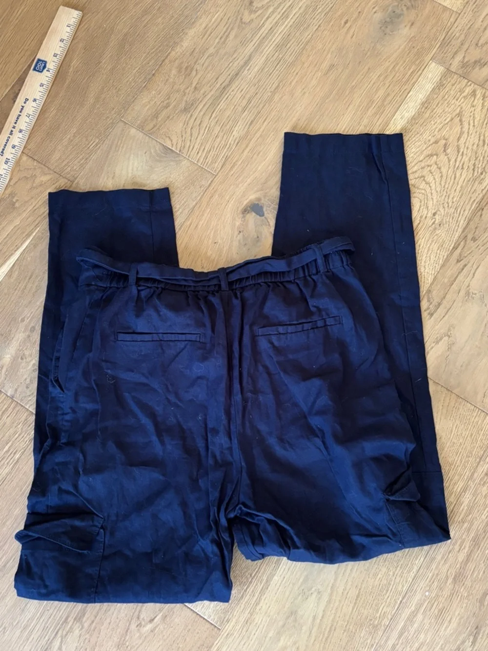 Zara linen/cotton blend cargo pants blue womens small
